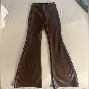 Brown Flared Leather Pants